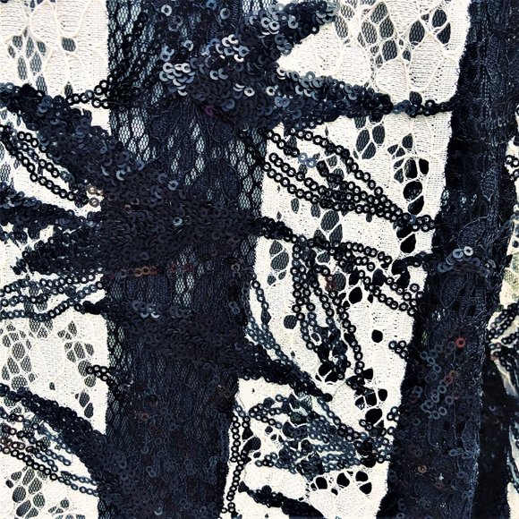 M.MIRANDA Retro Style Sequined Striped Lace Necktie Jacket Sz 18 Made in Turkey - Picture 4 of 6